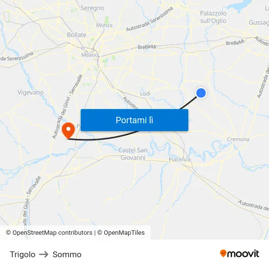 Trigolo to Sommo map