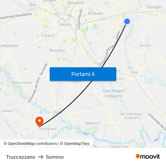 Truccazzano to Sommo map