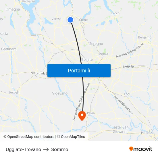 Uggiate-Trevano to Sommo map