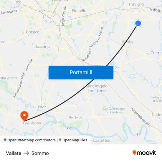 Vailate to Sommo map