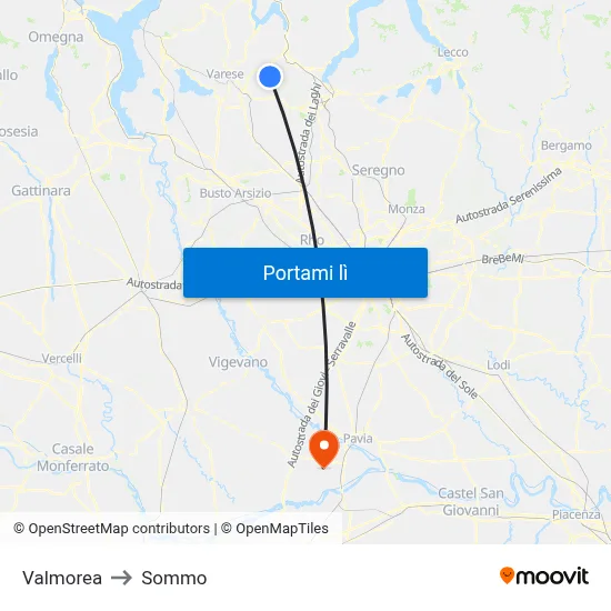 Valmorea to Sommo map