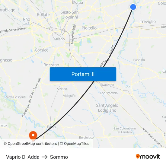 Vaprio D' Adda to Sommo map