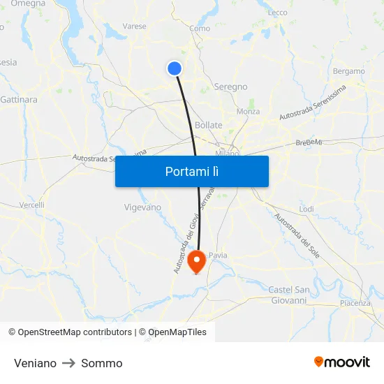 Veniano to Sommo map