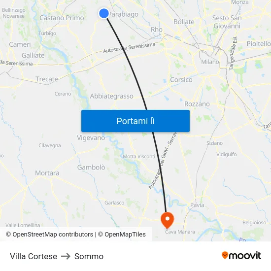 Villa Cortese to Sommo map