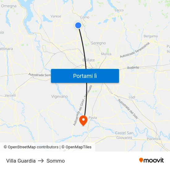 Villa Guardia to Sommo map
