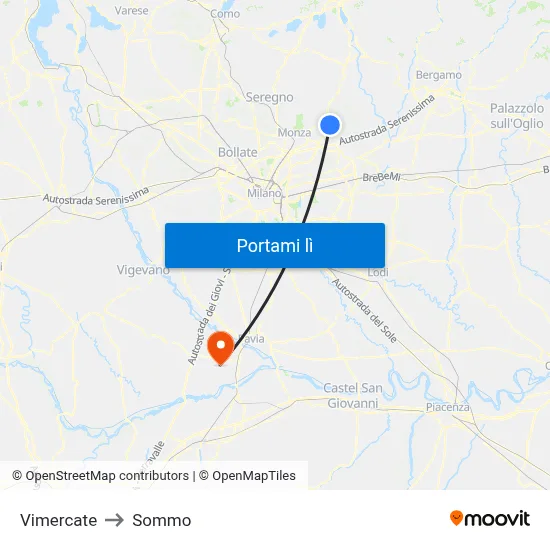 Vimercate to Sommo map