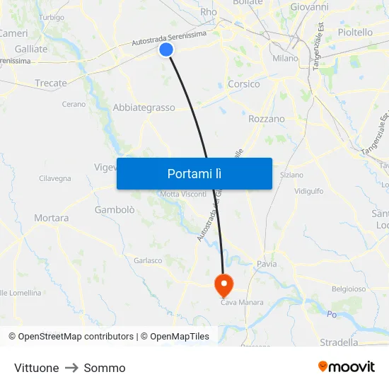 Vittuone to Sommo map