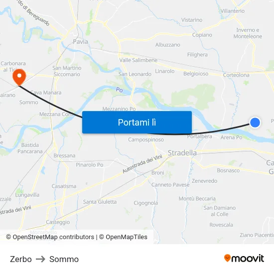 Zerbo to Sommo map