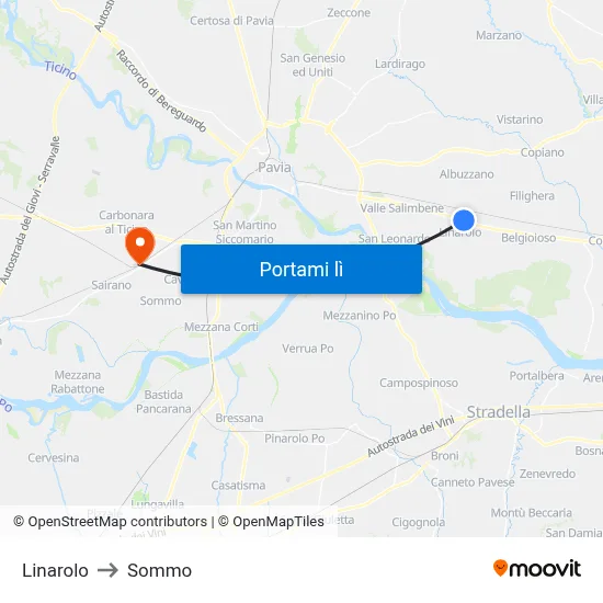 Linarolo to Sommo map