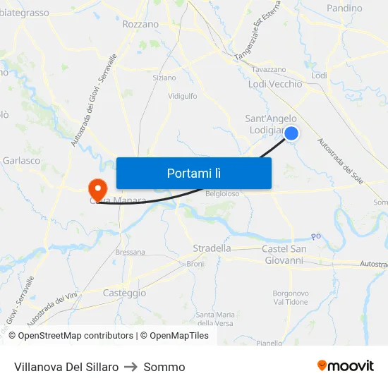Villanova Del Sillaro to Sommo map