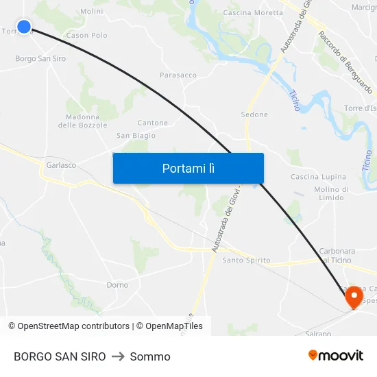 BORGO SAN SIRO to Sommo map