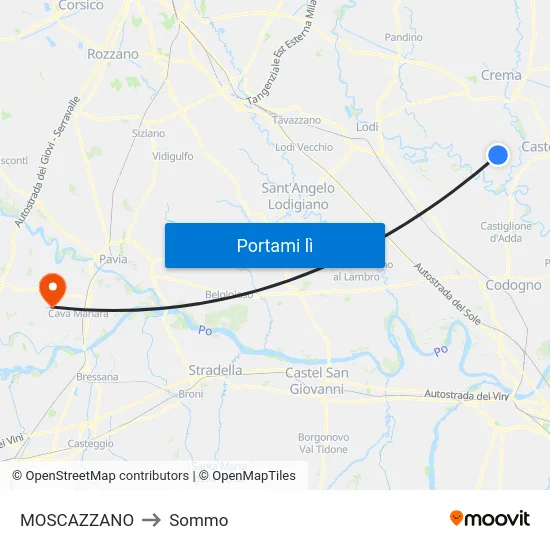 MOSCAZZANO to Sommo map