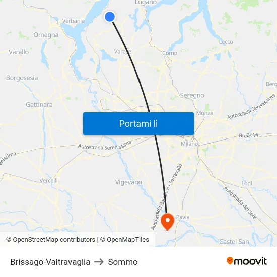 Brissago-Valtravaglia to Sommo map