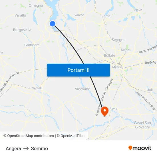 Angera to Sommo map