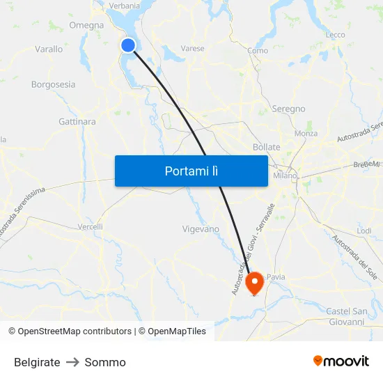 Belgirate to Sommo map