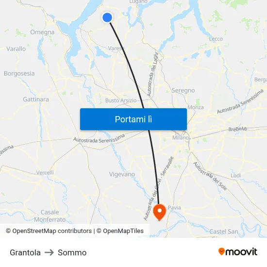 Grantola to Sommo map