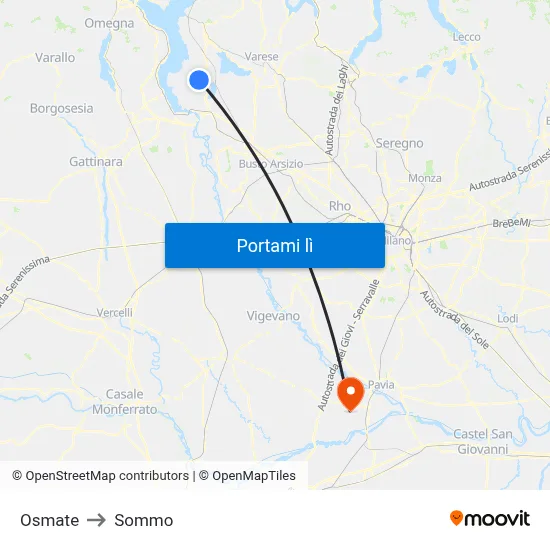 Osmate to Sommo map