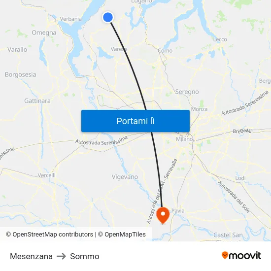 Mesenzana to Sommo map