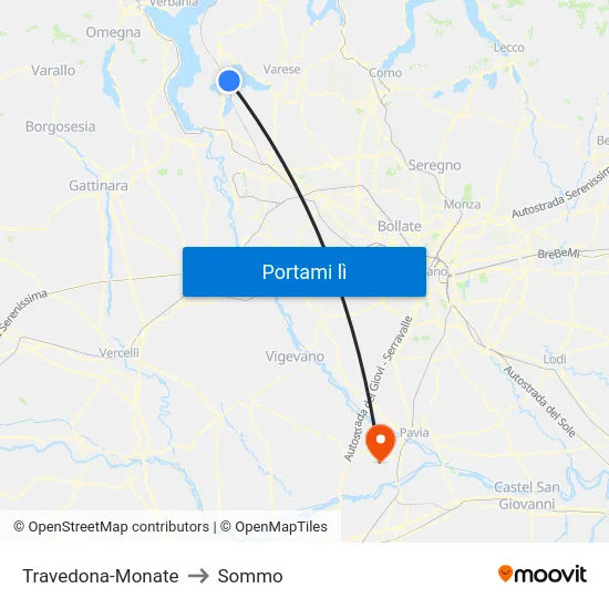 Travedona-Monate to Sommo map