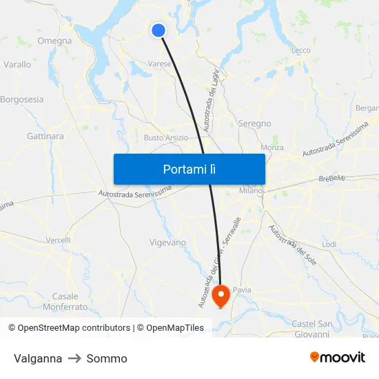 Valganna to Sommo map