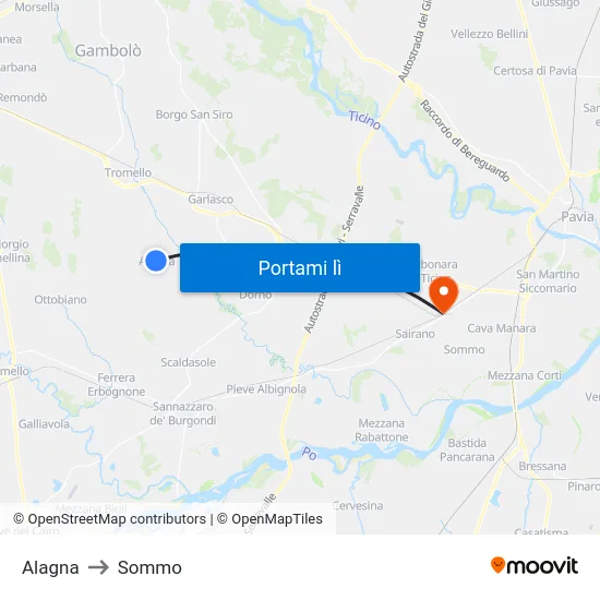 Alagna to Sommo map