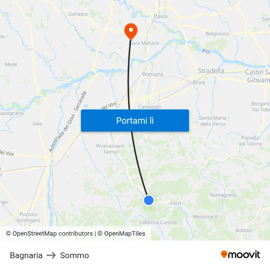 Bagnaria to Sommo map