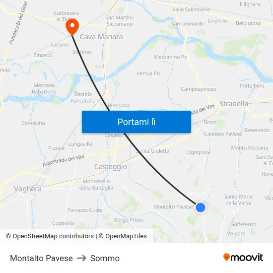 Montalto Pavese to Sommo map