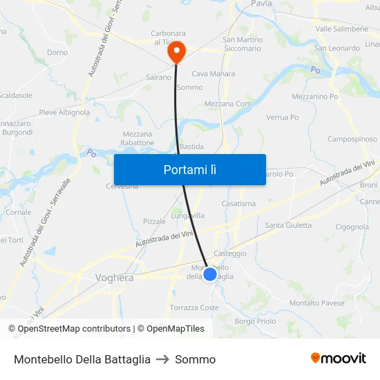 Montebello Della Battaglia to Sommo map