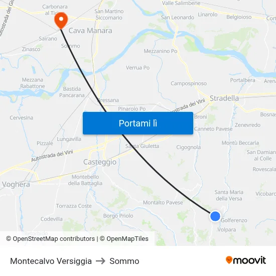 Montecalvo Versiggia to Sommo map