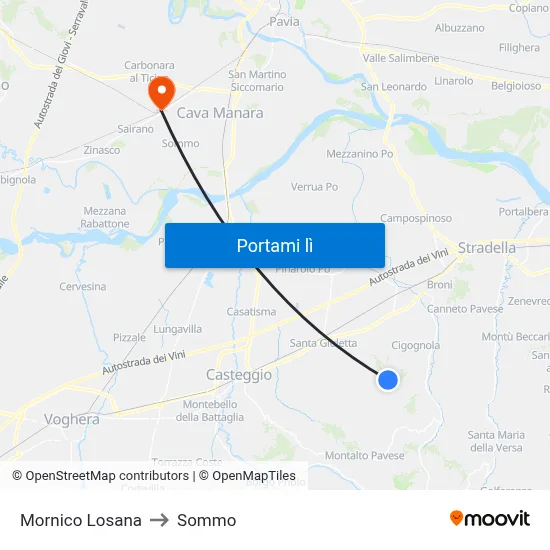 Mornico Losana to Sommo map