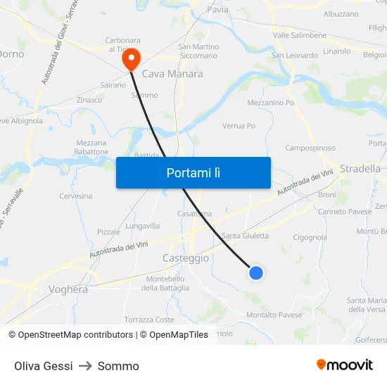 Oliva Gessi to Sommo map