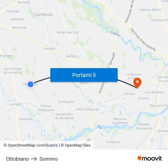 Ottobiano to Sommo map