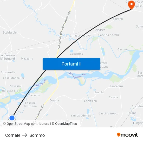 Cornale to Sommo map