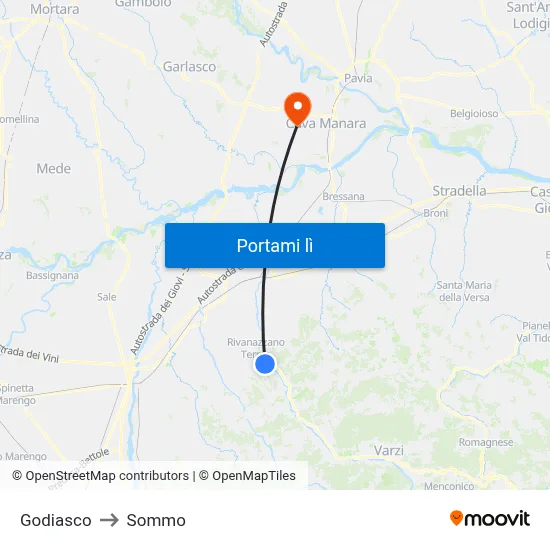 Godiasco to Sommo map