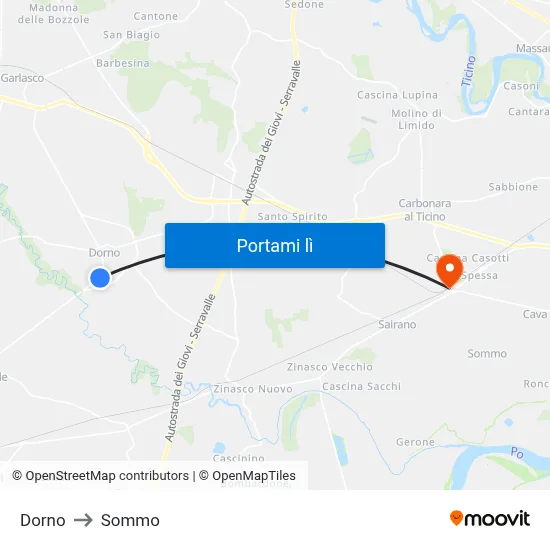 Dorno to Sommo map