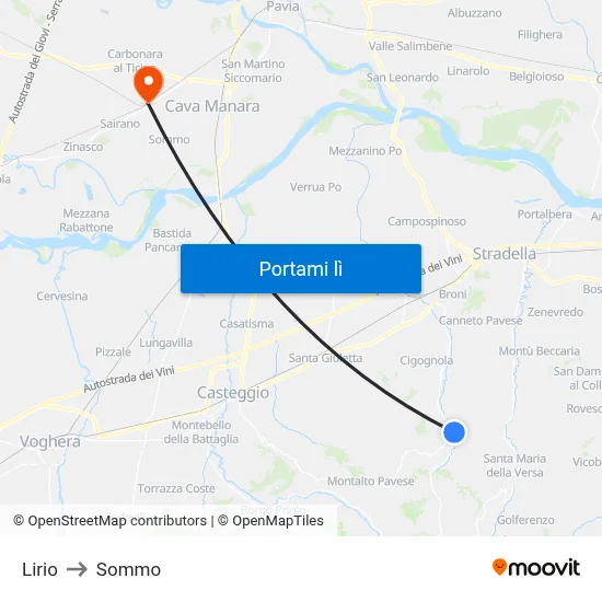 Lirio to Sommo map