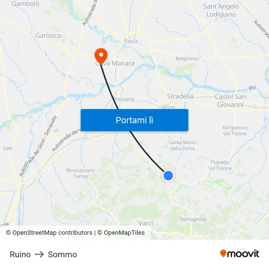 Ruino to Sommo map
