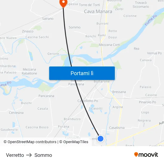 Verretto to Sommo map
