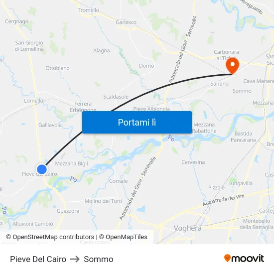Pieve Del Cairo to Sommo map