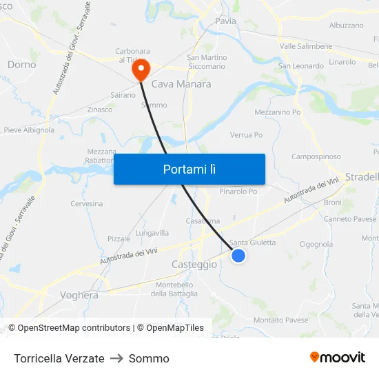 Torricella Verzate to Sommo map