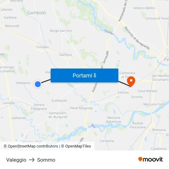 Valeggio to Sommo map
