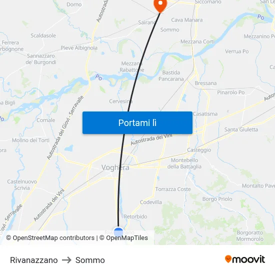 Rivanazzano to Sommo map
