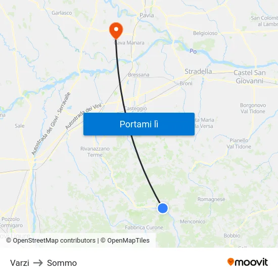 Varzi to Sommo map