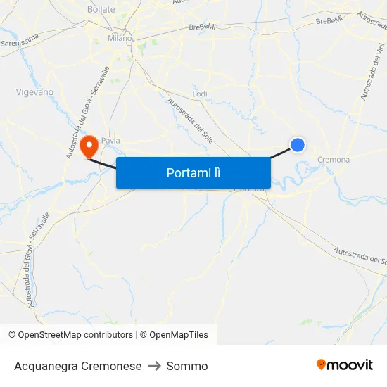 Acquanegra Cremonese to Sommo map