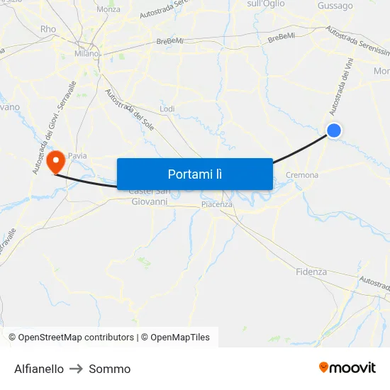 Alfianello to Sommo map