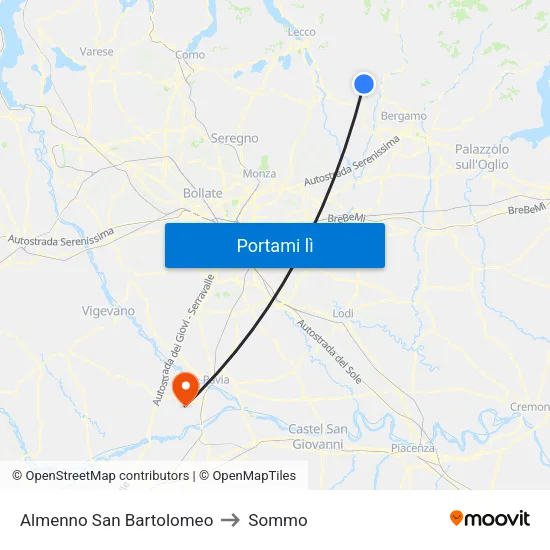 Almenno San Bartolomeo to Sommo map