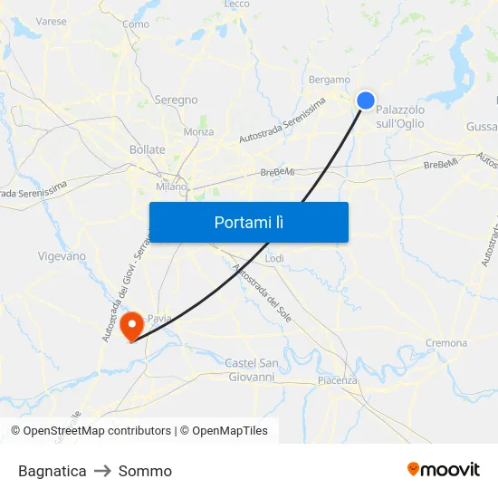 Bagnatica to Sommo map