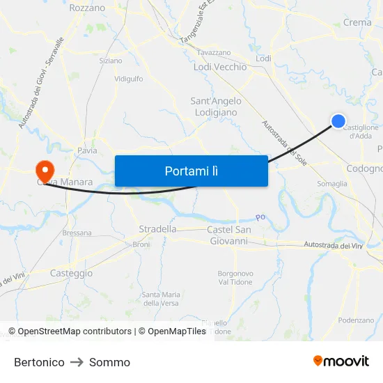 Bertonico to Sommo map