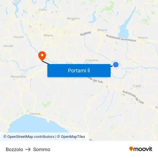 Bozzolo to Sommo map