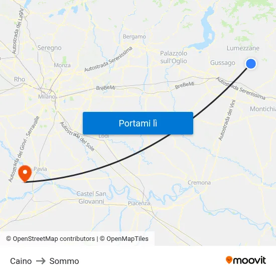 Caino to Sommo map